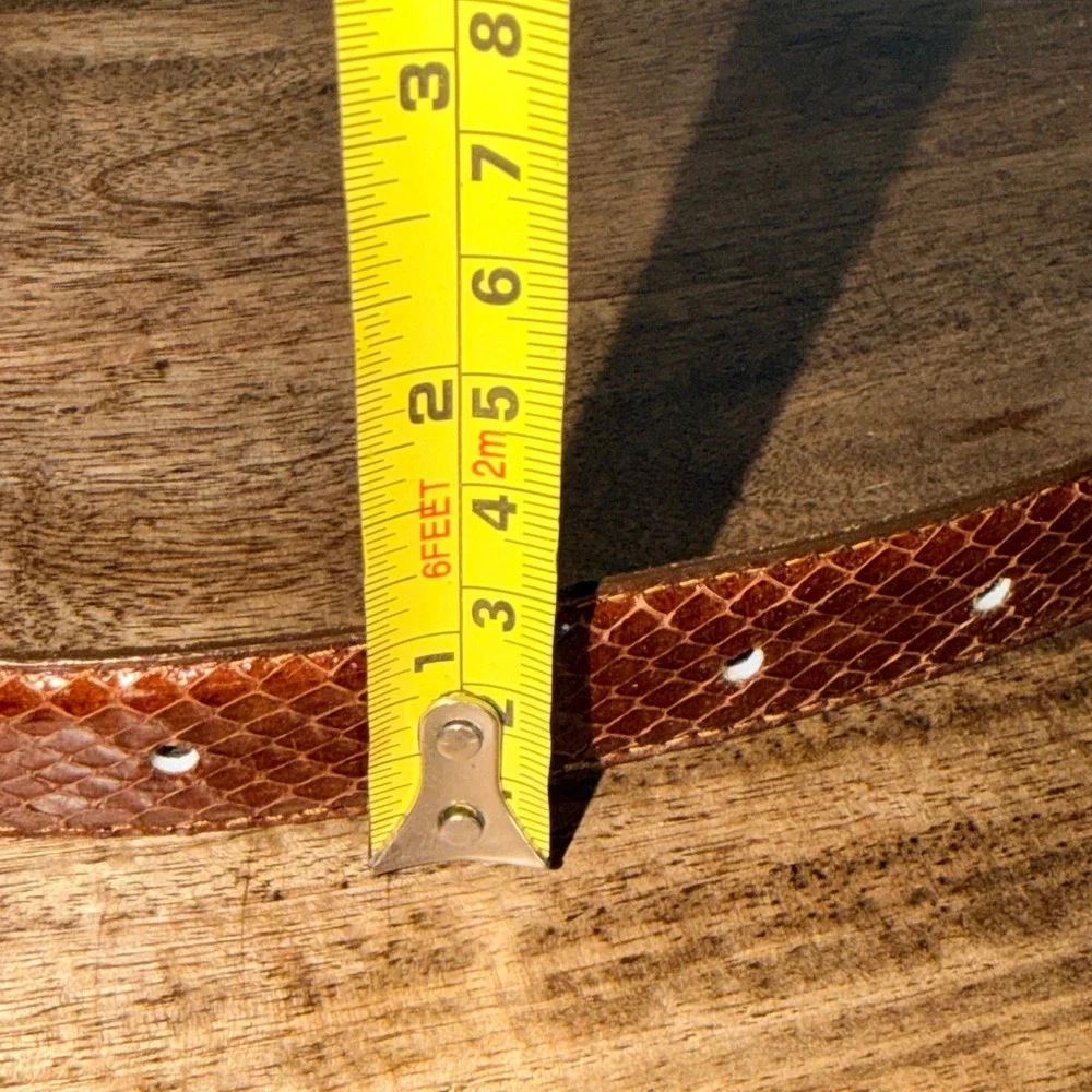 Genuine Snake Skin‎ Belt Womens M/L Brown Cognac Exotic Leather Western Boho Y2K